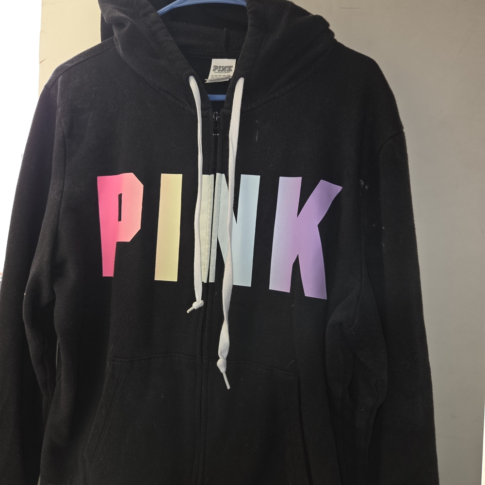 Victoria's Secret Black Hoodie with Multicolor Logo